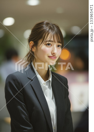 室内でほほ笑む女性ビジネスパーソン|落ち着きと品格を感じるポートレート 室内でほほ笑む女性ビジネスパーソン|落ち着きと品格を感じるポートレート 133965471