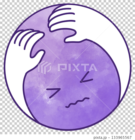 Round watercolor horror arm with sturdy design and border 133965567