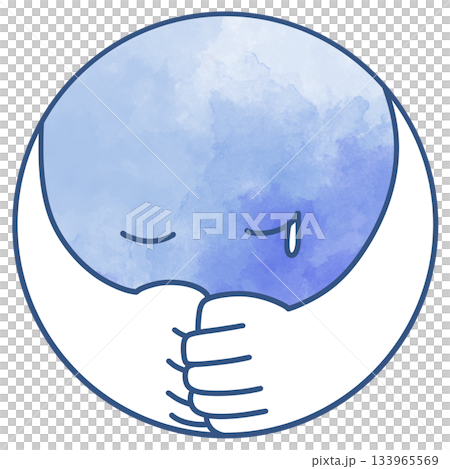 まるい水彩の悲しい腕しっかりデザインふち付き 133965569