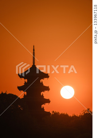 岡山_備中国分寺五重塔の絶景 岡山_備中国分寺五重塔の絶景 133967118