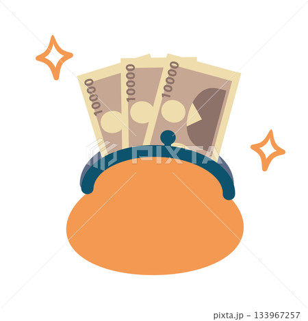 お財布からお金が出ているイラスト 133967257