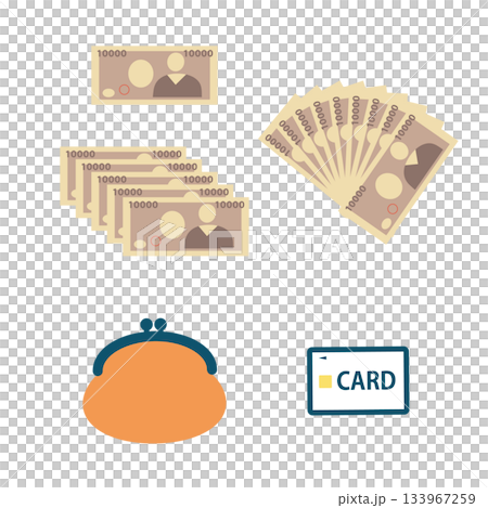 簡單的貨幣、錢包和卡片插圖。 133967259