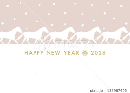 年賀状 happy new year 2026 午年 年賀状 happy new year 2026 午年 133967496