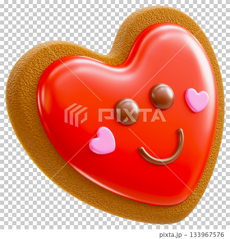 Heart Shaped Cookie With Smiling Face Heart Shaped Cookie With Smiling Face 133967576