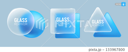 Modern Design Elements Set With Glass Morphism Effect 133967800