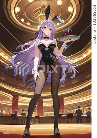 カジノで給仕をするバニーガール 133968053
