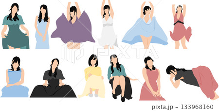 スカートを履いた女性のイラスト スカートを履いた女性のイラスト 133968160