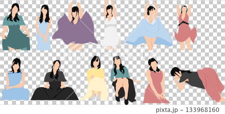 スカートを履いた女性のイラスト スカートを履いた女性のイラスト 133968160