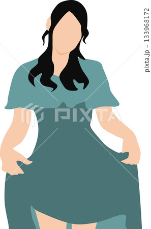 スカートを履いた女性のイラスト 133968172