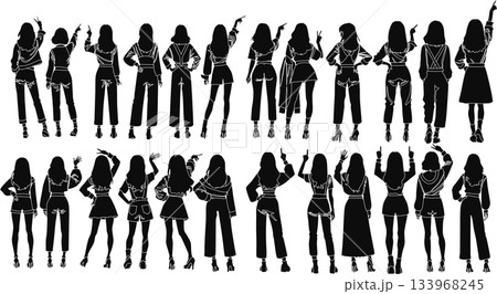女性のシルエットイラストセット	 133968245
