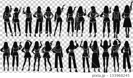 女性のシルエットイラストセット	 133968245