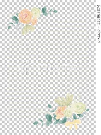 パステルカラーの花束の手描きイラスト便箋＿罫線あり 133968874