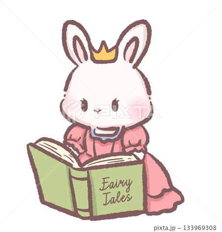 Kawaii bunny princess reading fairy tale book cute pastel rabbit character cozy storytime scene adorable children storybook illustration fairytale theme Kawaii bunny princess reading fairy tale book cute pastel rabbit character cozy storytime scene adorable children storybook illustration fairytale theme 133969308