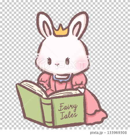 Kawaii bunny princess reading fairy tale book cute pastel rabbit character cozy storytime scene adorable children storybook illustration fairytale theme Kawaii bunny princess reading fairy tale book cute pastel rabbit character cozy storytime scene adorable children storybook illustration fairytale theme 133969308