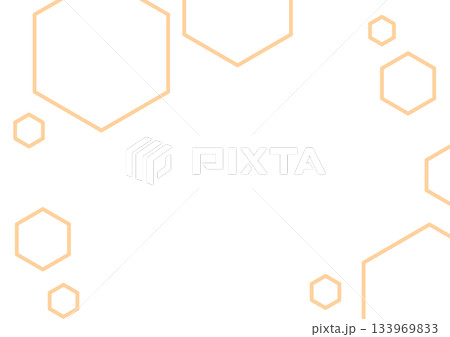 テクノロジーと科学・淡いオレンジの六角形・シンプルなヘキサゴンの抽象的なフレーム 133969833