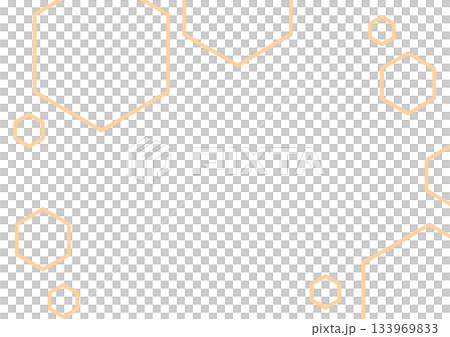 テクノロジーと科学・淡いオレンジの六角形・シンプルなヘキサゴンの抽象的なフレーム 133969833