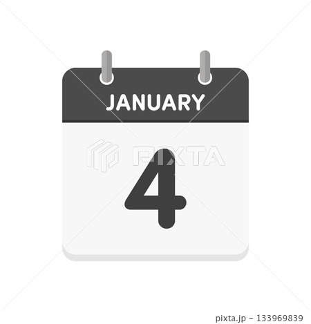 1月4日・JANUARY 4の日めくりカレンダーのアイコン - 1/4の日付入りシンプルな英語の暦 1月4日・JANUARY 4の日めくりカレンダーのアイコン - 1/4の日付入りシンプルな英語の暦 133969839