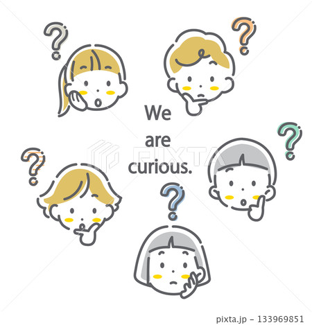 子供たちの表情セット はてな かわいくてお洒落な線画イラスト 子供たちの表情セット はてな かわいくてお洒落な線画イラスト 133969851