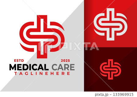 Initial Letter S Medical Care Logo Icon Vector Design Illustration 133969915