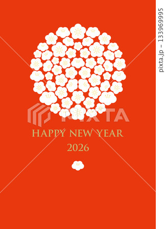 年賀状 2026 デザイン 梅の花 133969995