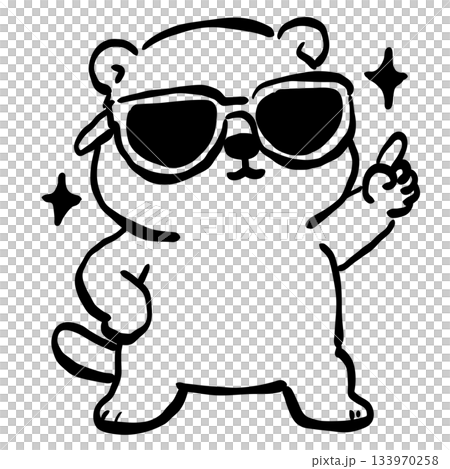 Cute groundhog wearing sunglasses pointing upward simple line art adorable woodland animal illustration confident pose minimalist black and white doodle style Cute groundhog wearing sunglasses pointing upward simple line art adorable woodland animal illustration confident pose minimalist black and white doodle style 133970258
