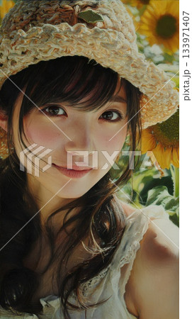 ひまわり畑にいる女性 ひまわり畑にいる女性 133971407