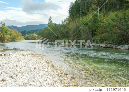 Stunning Mountain River Landscape and Forest View Stunning Mountain River Landscape and Forest View 133971646