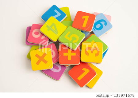 Number wood block cubes for learning Mathematic, education math concept. Number wood block cubes for learning Mathematic, education math concept. 133971679