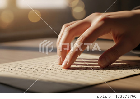 Woman Hand Touching Vintage Handwritten Love Letter 133971760