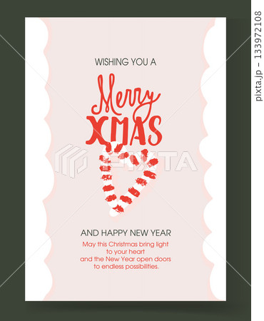 Christmas greeting card with the inscription Merry Christmas and two candy cane Christmas greeting card with the inscription Merry Christmas and two candy cane 133972108
