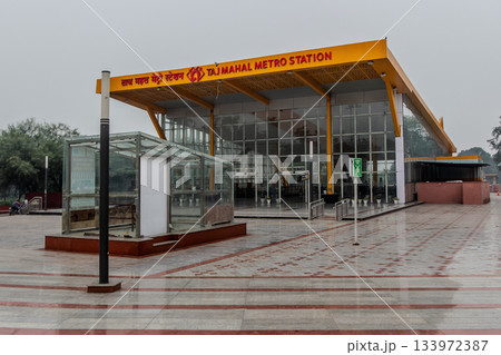 India, Entrance to the Taj Mahal Metro Station in Agra, Uttar Pradesh. India, Entrance to the Taj Mahal Metro Station in Agra, Uttar Pradesh. 133972387