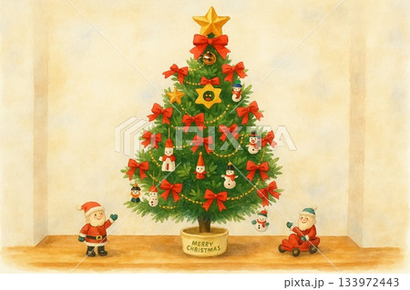 Watercolor Christmas Tree｜水彩で描かれたクリスマスツリー 133972443