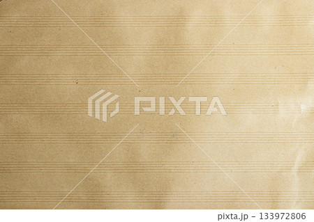 Aged and Crumpled Blank Sheet Music Paper with Staff Lines, Blank Paper background, Brown Color. High quality photo 133972806