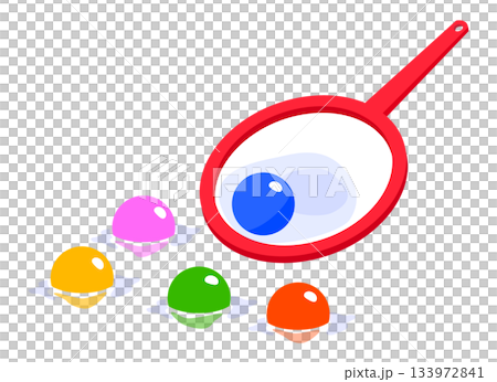 Illustration of scooping super balls at a festival 133972841