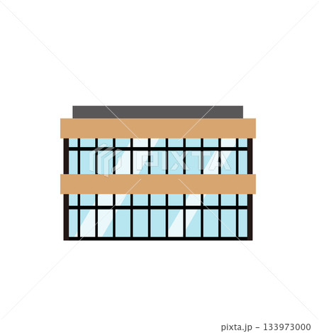 茶色い壁と黒いサッシの窓の小さい建物 133973000