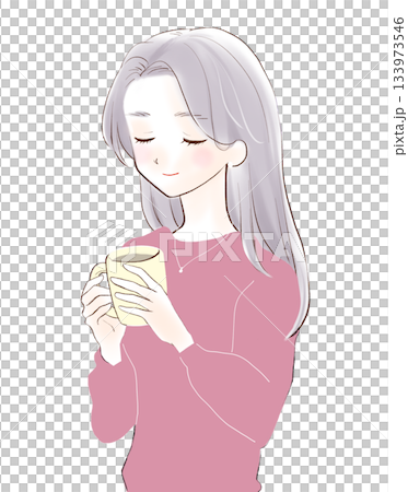 ほっと一息をいれる女性 133973546