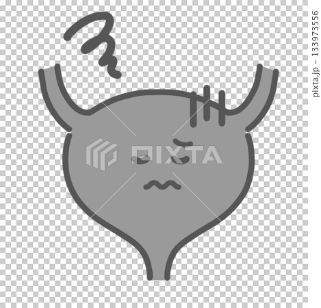 不健康な膀胱のキャラクターイラスト（不調・病気・ストレス） 133973556