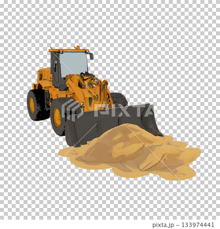 Wheel loader tractor at a construction site Wheel loader tractor at a construction site 133974441