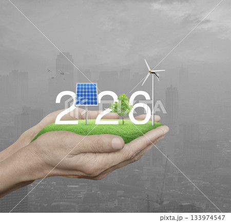 Happy new year 2026 ecological cover concept Happy new year 2026 ecological cover concept 133974547