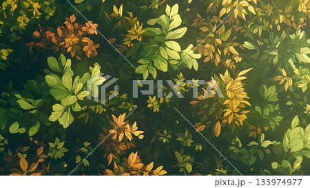 植物の俯瞰の遠景、アニメ風 133974977