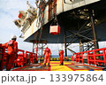 Crews boat moving the passenger and cargo from the platform to supply boat in oil and gas industry. Support offshore oil and gas industry by boat and service team. 133975864