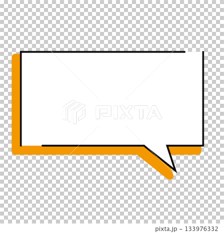 シンプルな吹き出しのイラスト　横長　四角 133976332
