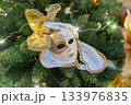 Carnival mask on Christmas tree. Holidays decoration 133976835