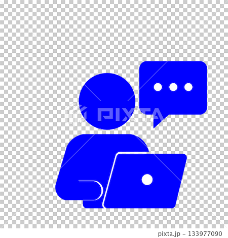 パソコンでメッセージを送る人物のピクトグラム(青) 133977090