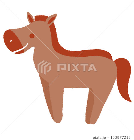 カラフルな馬　茶色 133977213