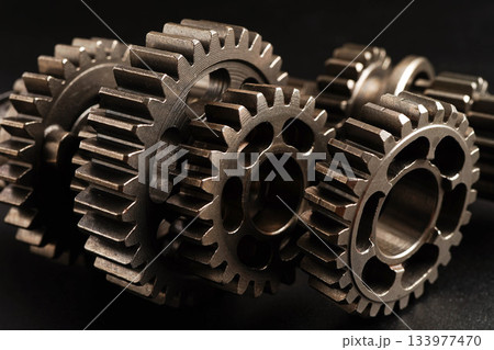 Metal gear wheel engine car and bike, mechanic industry. 133977470