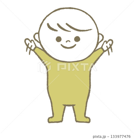 両手を振る子供 黄色 両手を振る子供 黄色 133977476