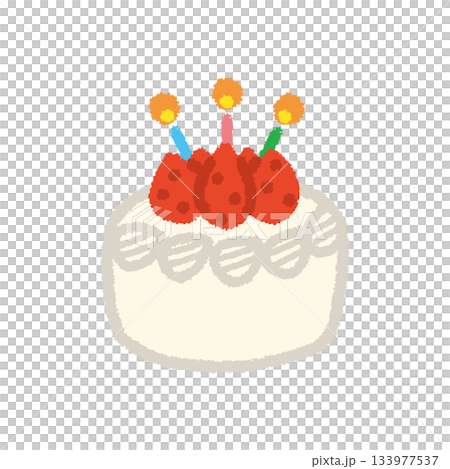 生日蛋糕簡約插畫，粉彩可愛圖標 133977537