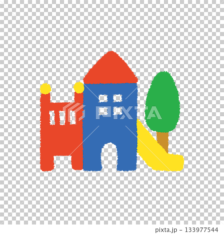 Playground equipment, hand-drawn, simple illustration, pastel, cute, children's icon Playground equipment, hand-drawn, simple illustration, pastel, cute, children's icon 133977544