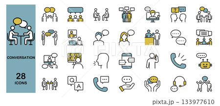 会話　対話　コミュニケーション　ラインアイコンセット　カラー 133977610